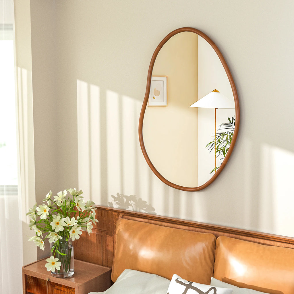 OEM Wall Mirror Asymmetrical Wood Frame Mid Century
