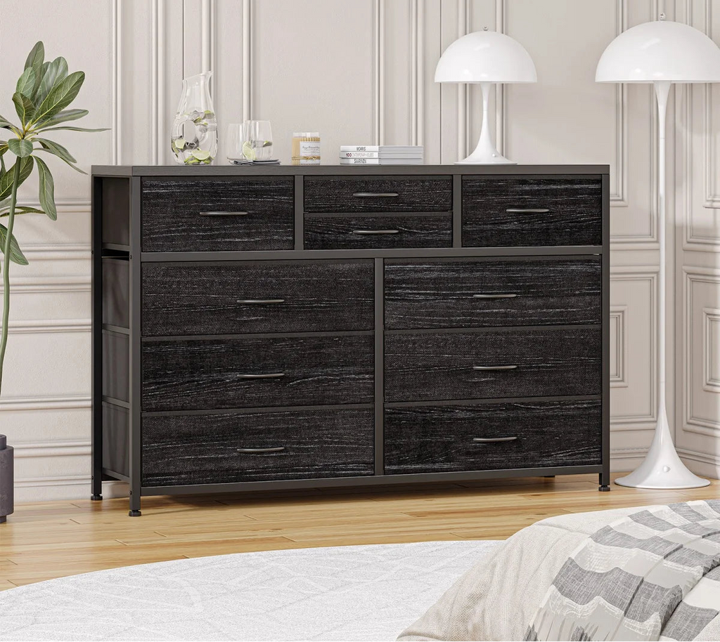 10-Drawer Storage Dresser - MDF - Black