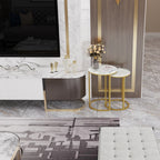 OEM Side Tables Set Of 2 Sintered Stone Top White/Gold