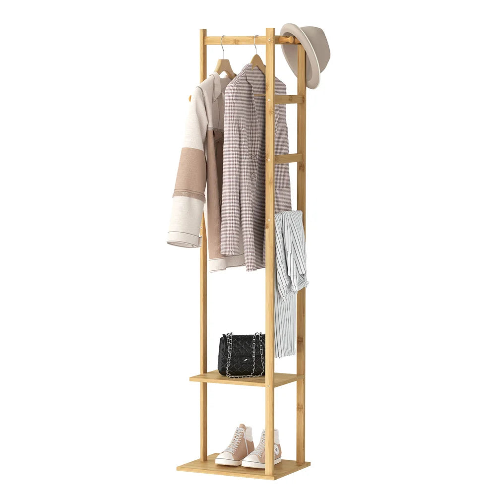OEM Coat Rack Bamboo Storage Shelf Natural