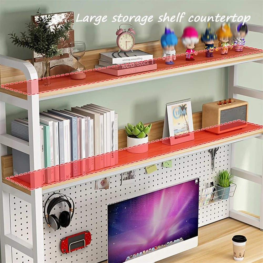 OEM Desktop Hutch Bookshelf 2-Tier Heavy Duty Metal White