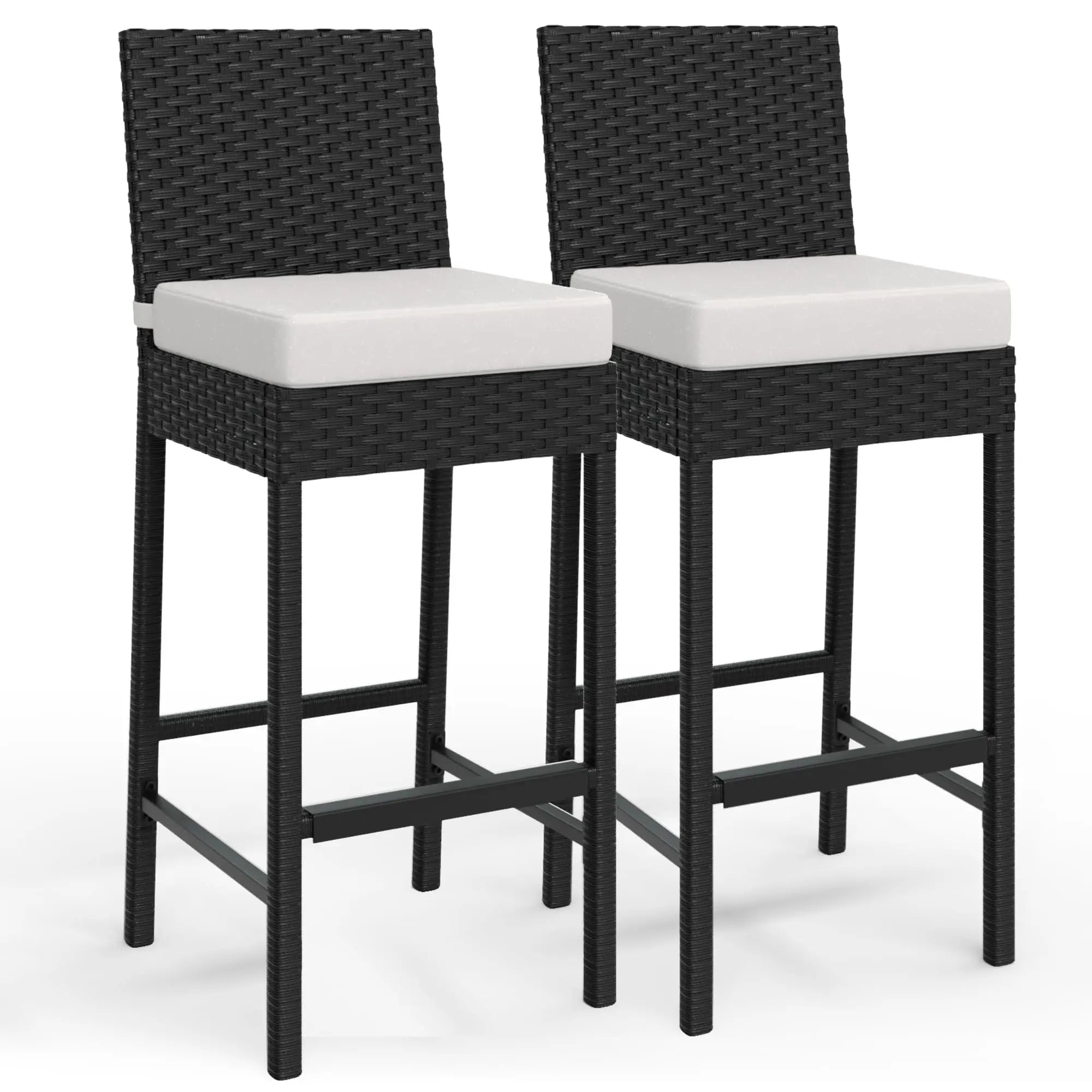 Patio Barstools Set of 2 - Armless - Black/White