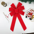 OEM Christmas Bow Velvet Glitter Edge Red 30x24cm