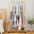 OEM Clothes Rack Bamboo Wheels Locks Light Oak