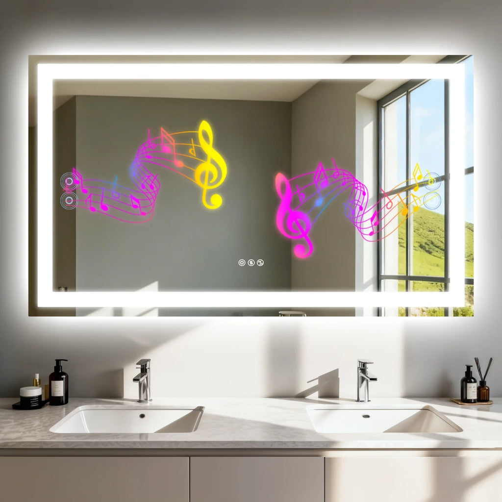 OEM Bathroom Mirror LED Backlit Bluetooth Speaker Silver