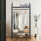OEM Clothes Rack Heavy Duty Metal Frame Hanging Rail Black