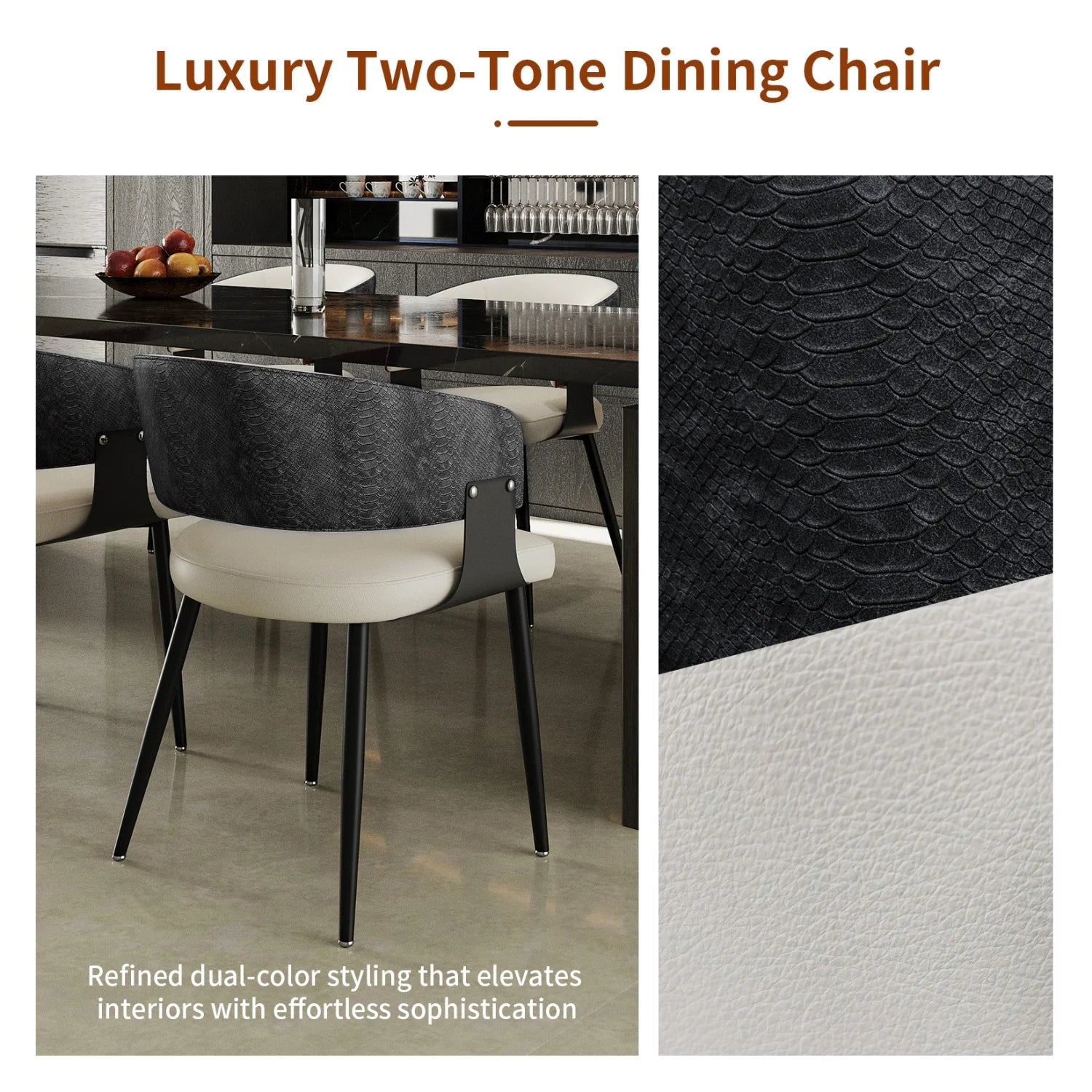 OEM Dining Chairs Microfiber Leather Wide Cushioned Seat Upholstered