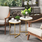 OEM Nesting Coffee Tables 2-Tier Gold & White