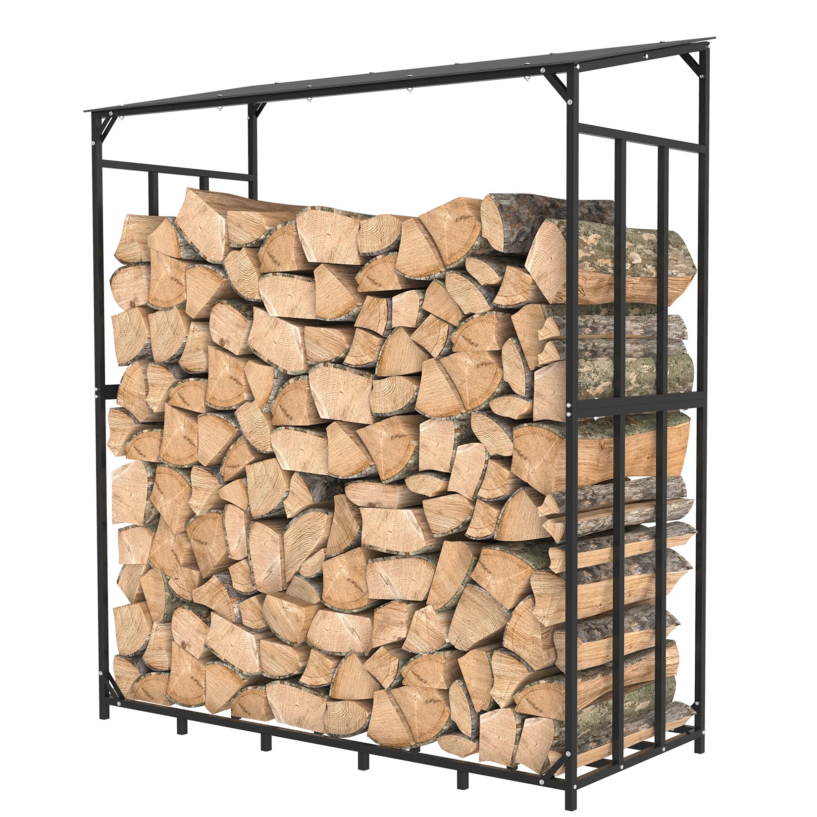 OEM Firewood Log Rack Metal Frame Protective Cover Black