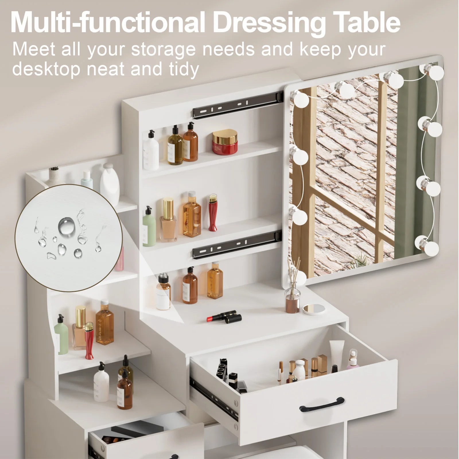 OEM Vanity Dressing Table 3-Colour LED Mirror White