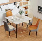 OEM Dining Table Sintered Stone Top Metal Legs Gloss White
