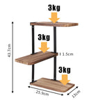 OEM Corner Shelf 3-Tier Wall Mounted Pine Wood Metal Brown