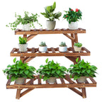 OEM Plant Display Rack 3-Tier Stepped Corner Dark Brown