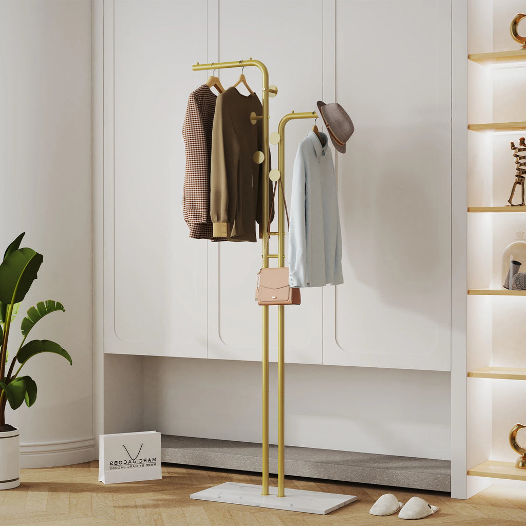 OEM Clothes Rack Heavy Duty Dual-Pole Metal Stone Base