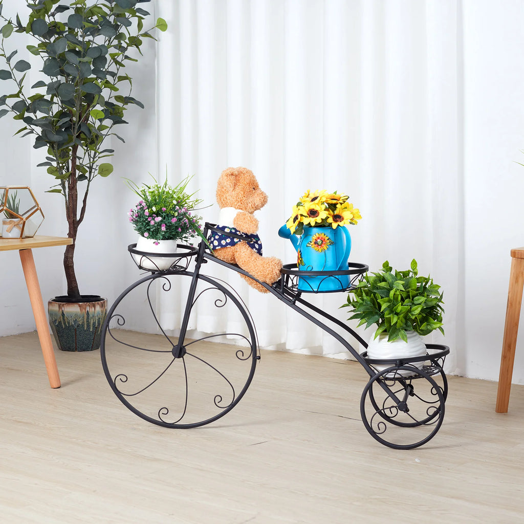 Plant Stand - Metal Flower Pot Holder - Black