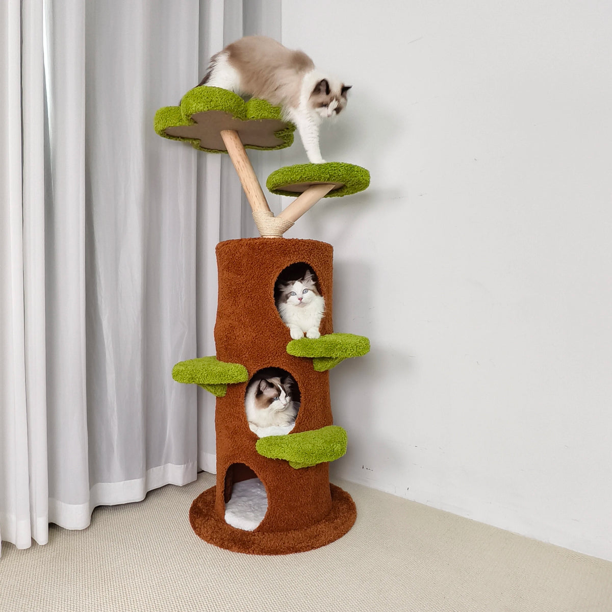 OEM Cat Tree Plush Stairs Condo Green 148cm