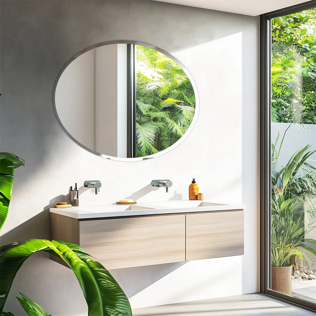 OEM Vanity Mirror Frameless Oval Silver