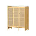 Bamboo Shoe Storage Cabinet - 6 Tier with Doors - Natural Wood