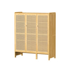 Bamboo Shoe Storage Cabinet - 6 Tier with Doors - Natural Wood