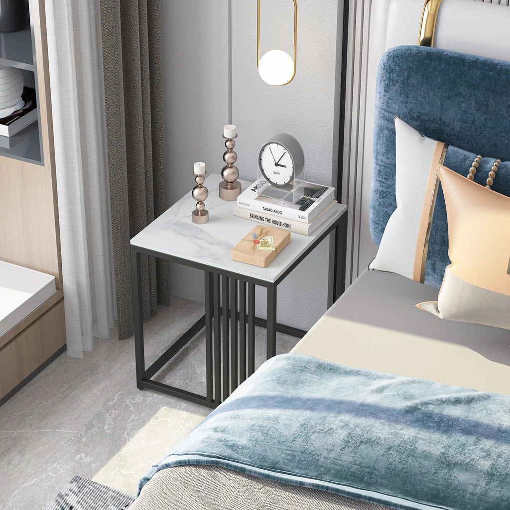 OEM Side Table Marble Effect Top White
