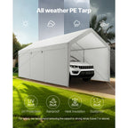 OEM Portable Carport Canopy Removable Sidewalls Zipper Door White 12x20ft