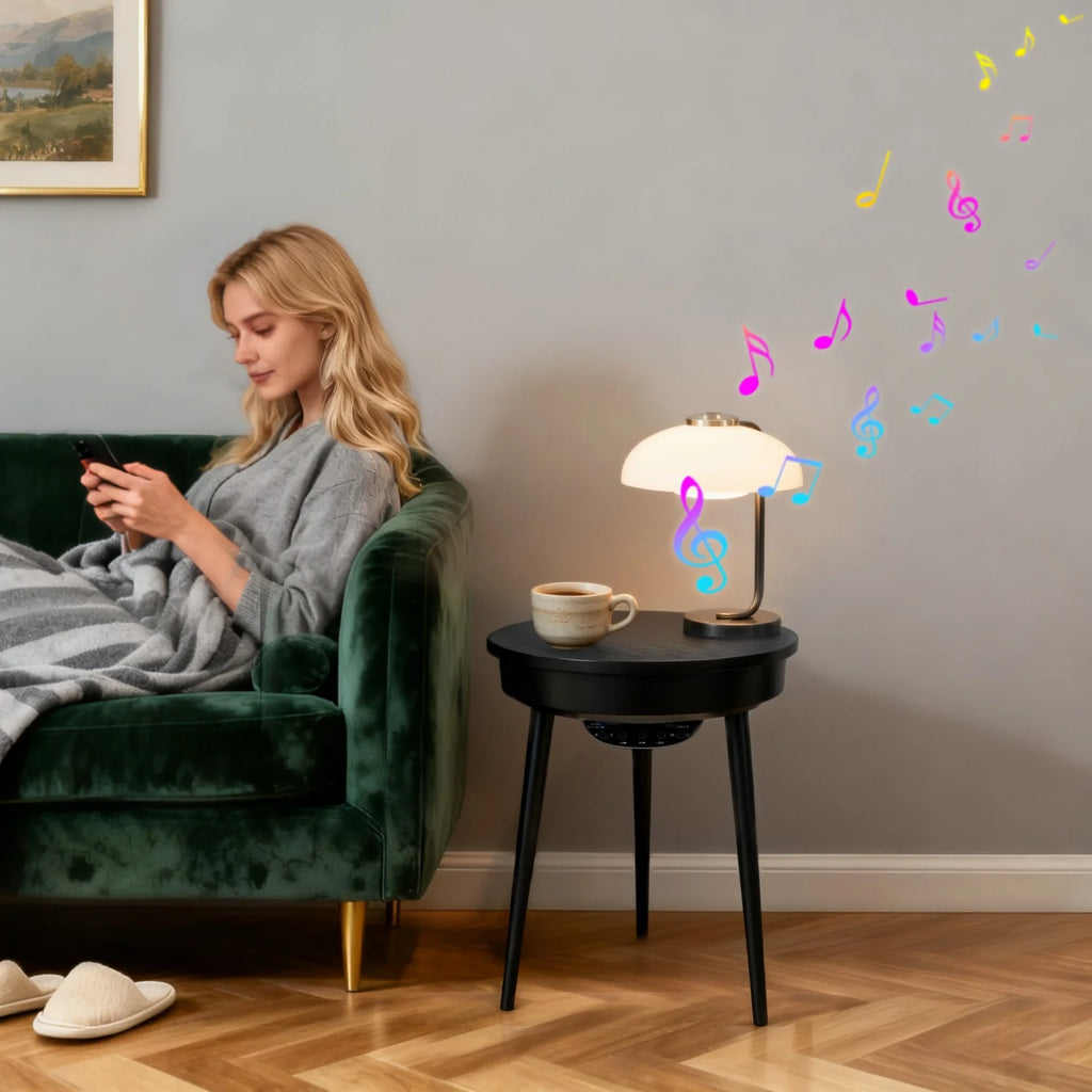OEM Smart Side Table Bluetooth Speakers LED Light USB Charging
