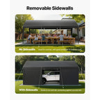 OEM Portable Carport Canopy Removable Sidewalls Zipper Door Gray 10x20ft