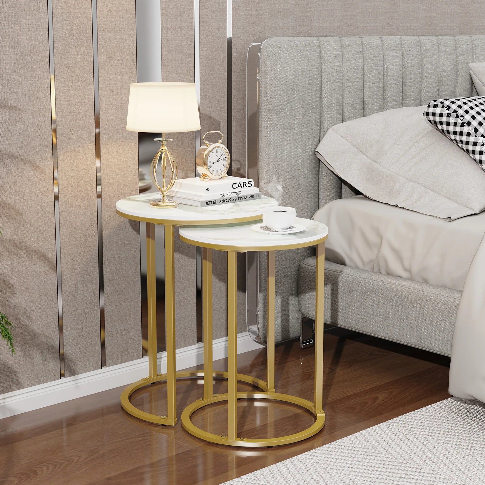 OEM Side Tables Round Design White/Gold