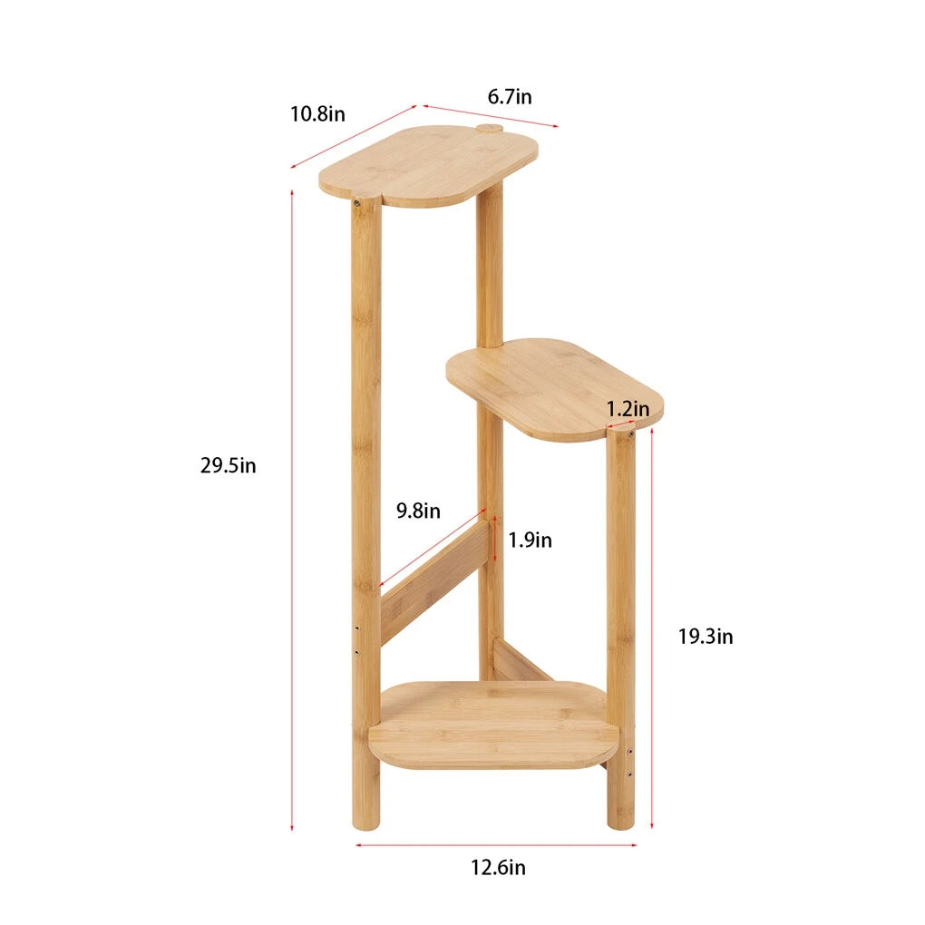 OEM Plant Stand Corner Display Shelf Natural Wood