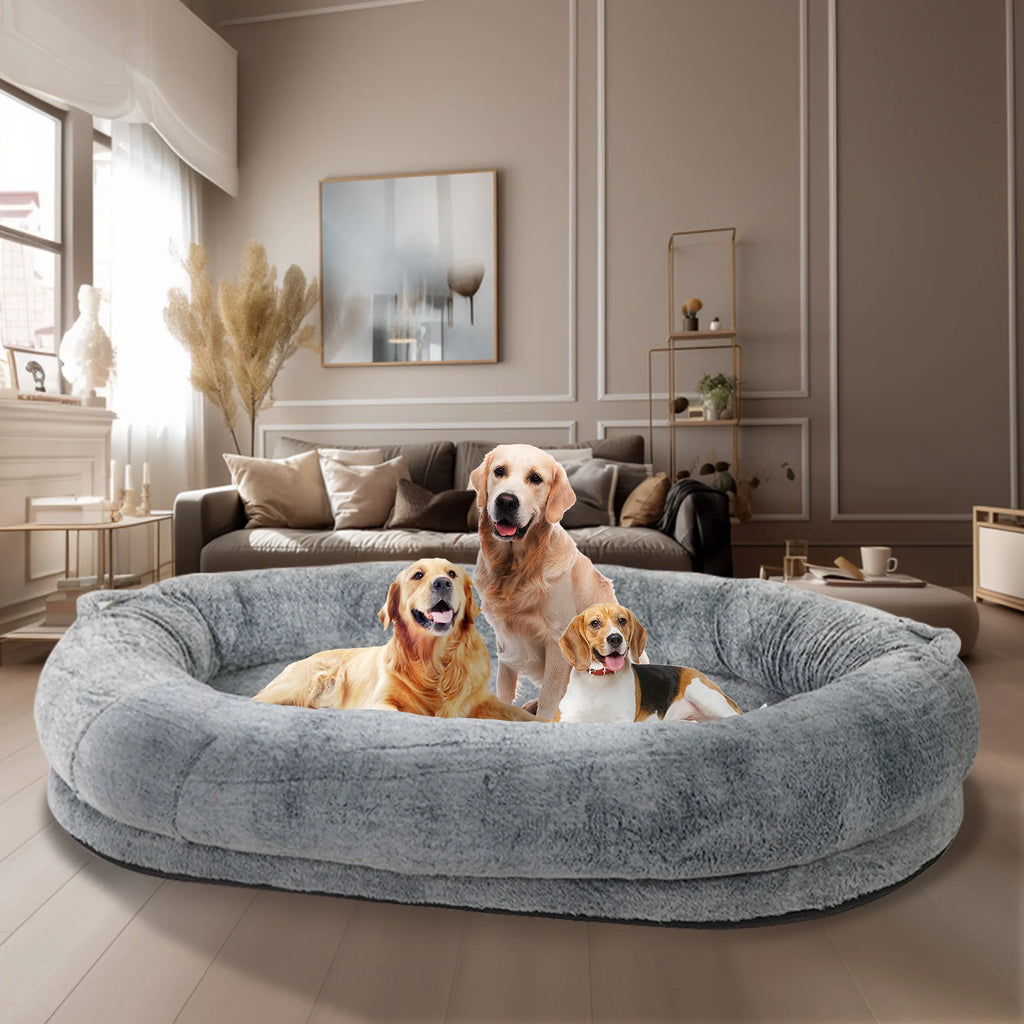 OEM Dog Bed Giant Beanbag Washable Fur Cover Blanket Gray Large