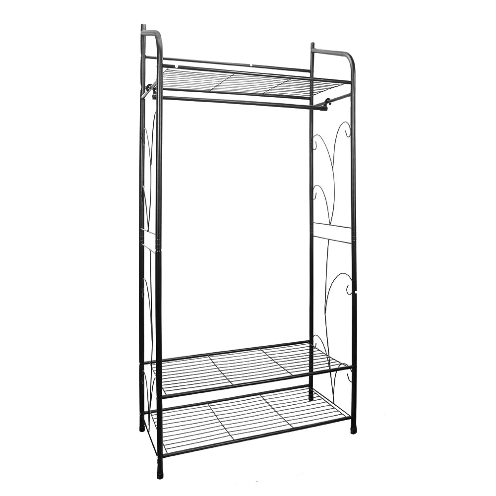 OEM Clothes Rack Heavy Duty Metal Frame Hanging Rail Black