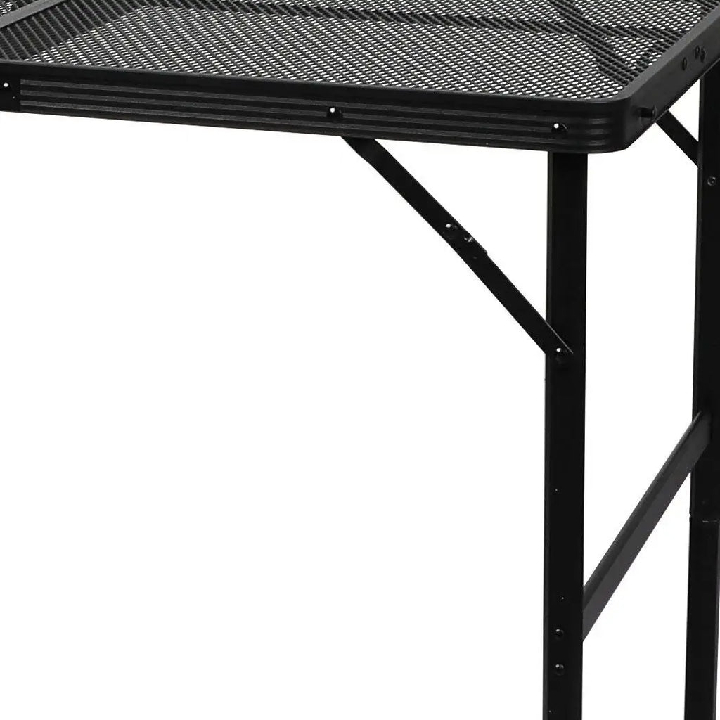 OEM Folding Grill Table Adjustable Height Steel Mesh Top Black 90 × 60 ×70cm