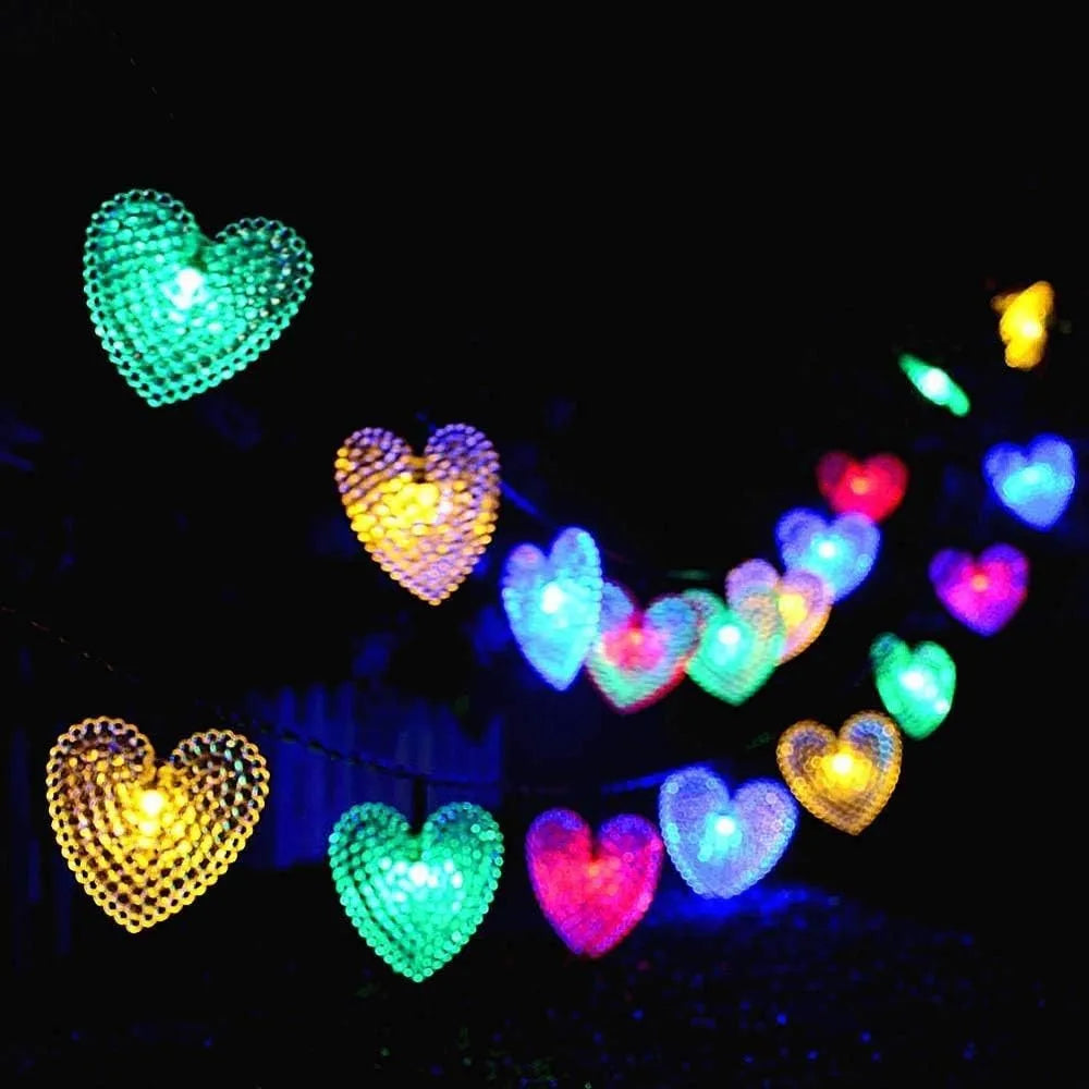 OEM Solar Heart String Lights 8 Modes IP44 12M 100LED