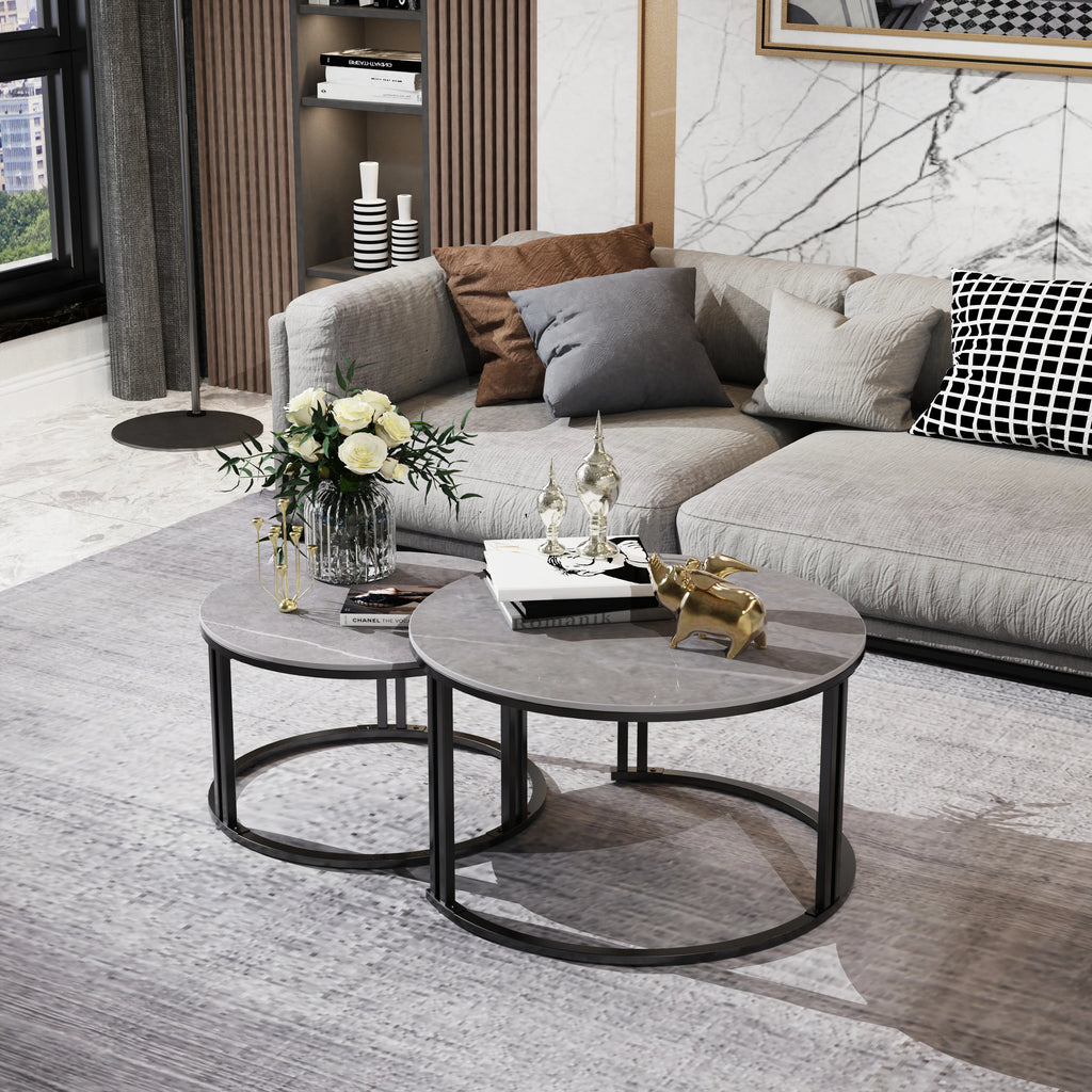 Coffee Table Set - Sintered Stone - Dark Grey