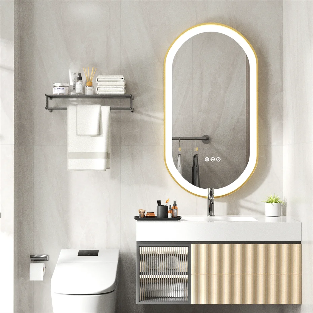 OEM Bathroom Mirror Oval LED Illuminated Gold