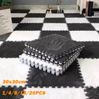 OEM Plush EVA Foam Interlocking Play Mat Floor Tiles Black White 30x30x1cm 20 Pack