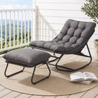 OEM Outdoor Rocking Chair with Footrest Breathable Mesh Seat Thick Cushion Grey 104x77x71cm