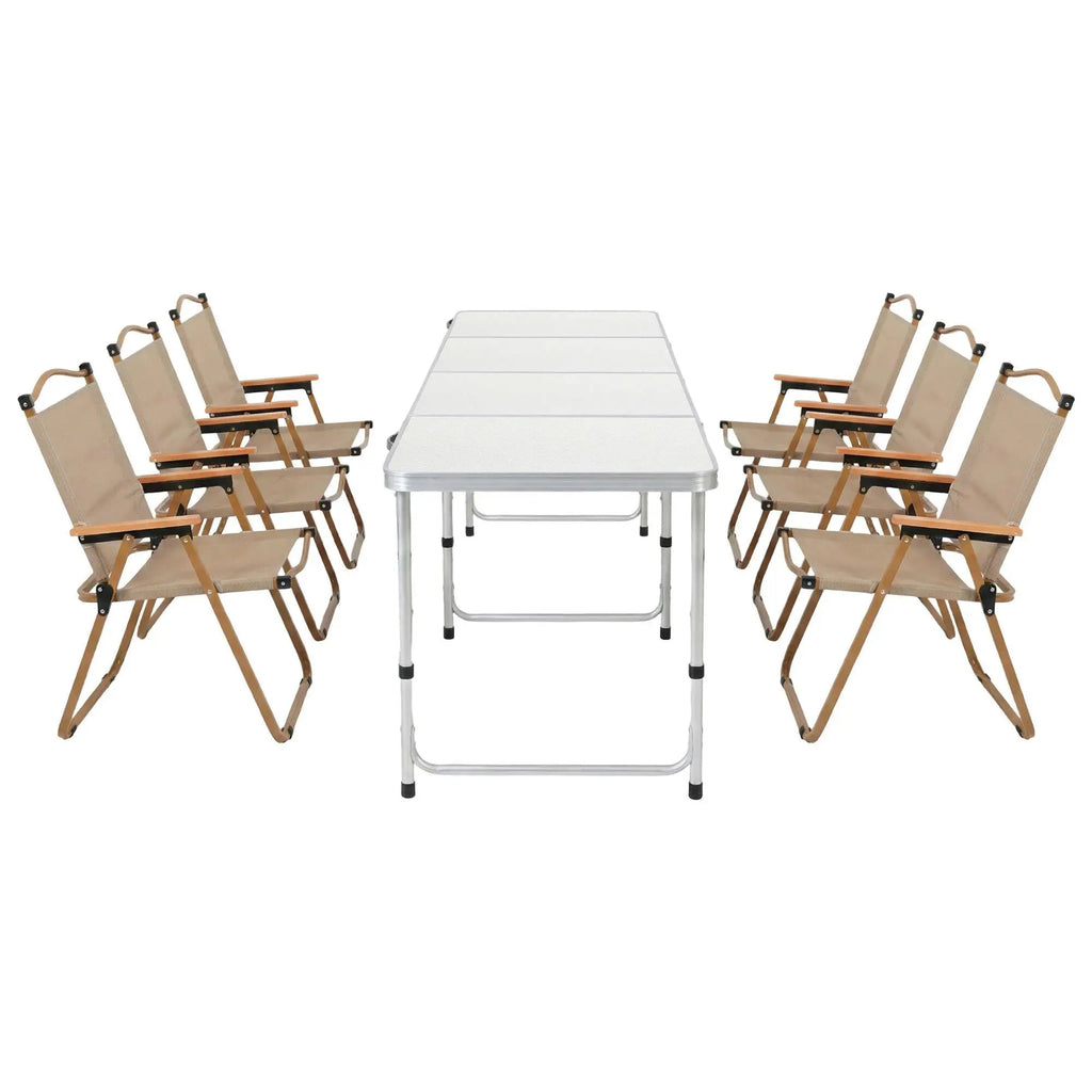 OEM 7 Piece Folding Camping Table Chair Set Aluminium 240 × 60 ×69cm