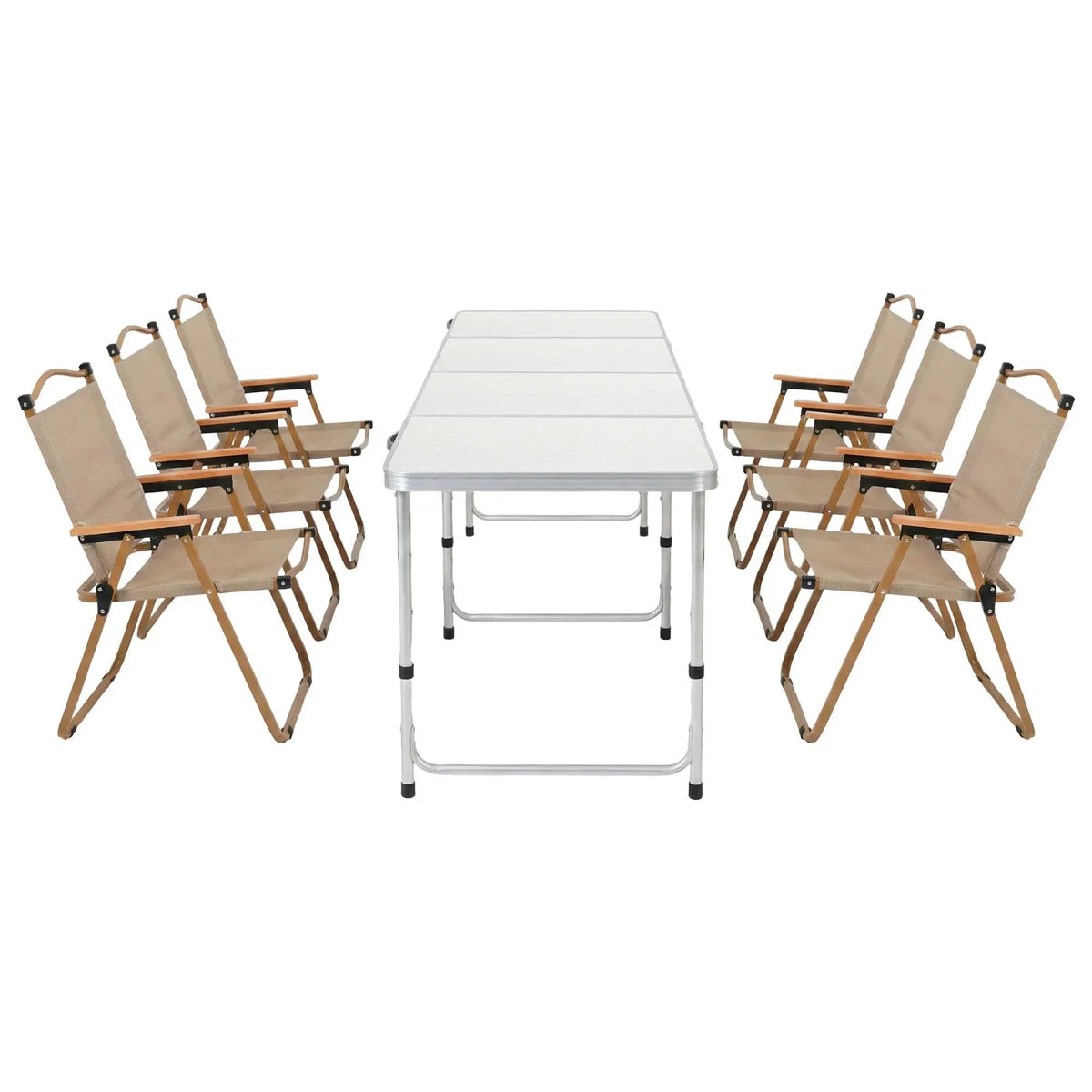 OEM 7 Piece Folding Camping Table Chair Set Aluminium 240 × 60 ×69cm