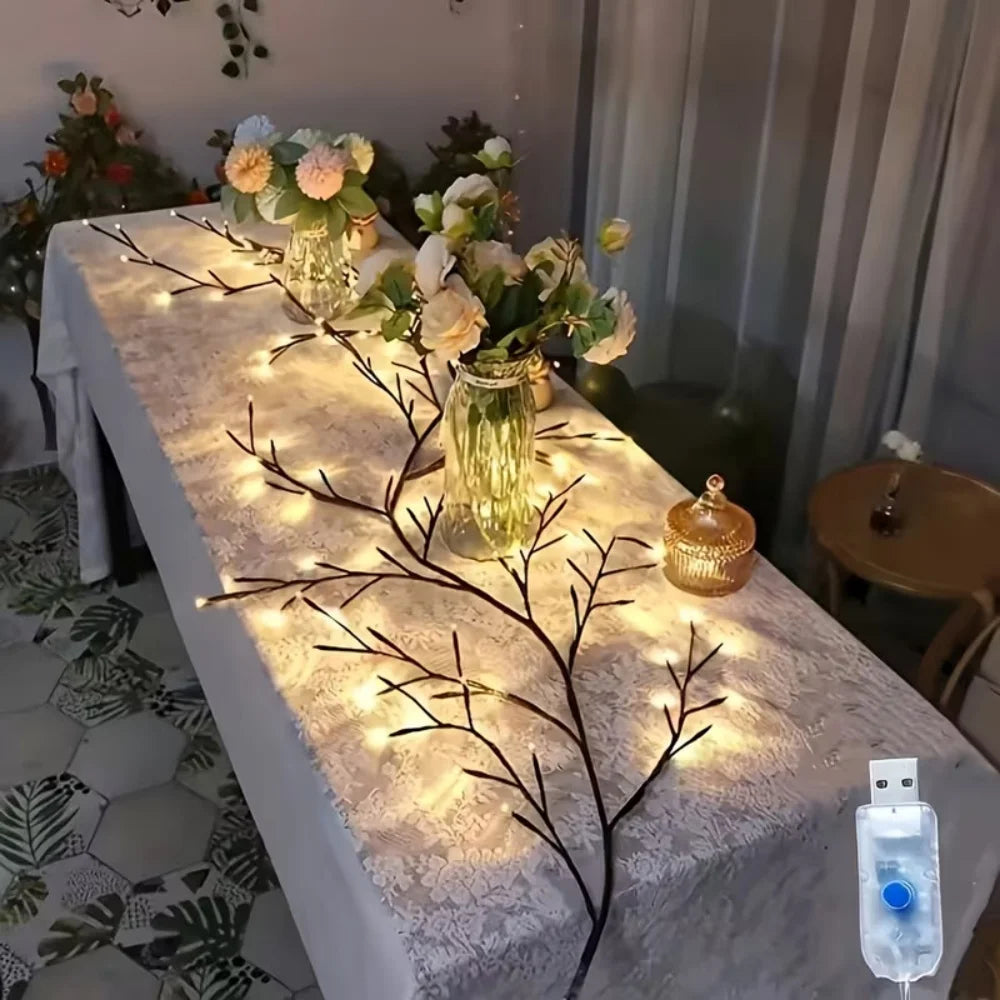 OEM Flexible Birch Vine LED String Lights 8 Modes 96 LEDs