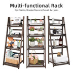 Plant Stand - 4-Tier Ladder Shelf - Wooden Design - Brown