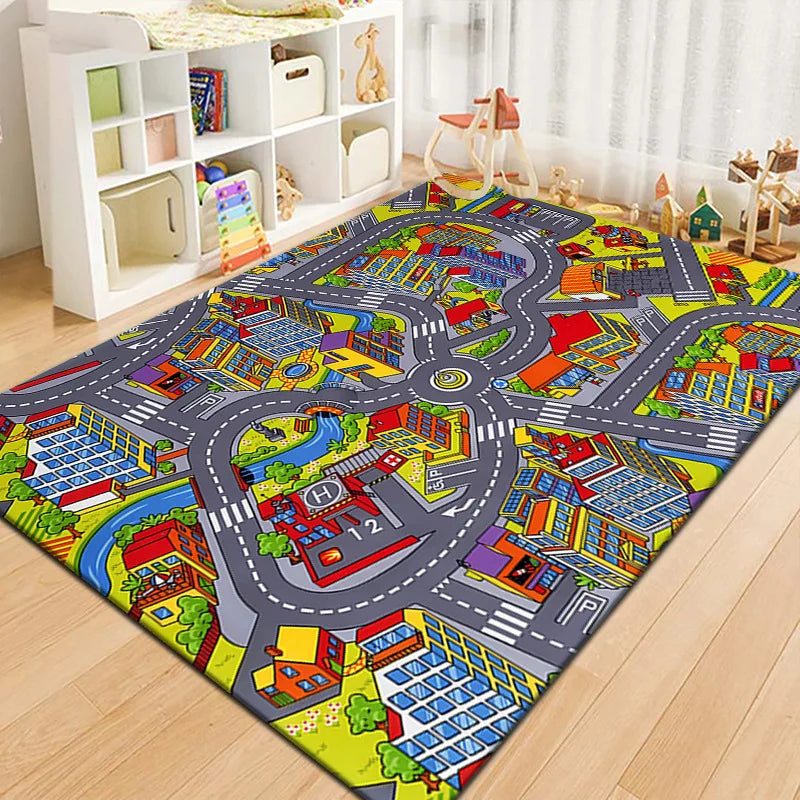 OEM Kids Road Play Rug Cartoon Parking Lot  Carpet Multicolour 140x200cm  JSJR-2