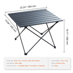 OEM Folding Camping Table Aluminium Portable Black 66lb 56.5x46x40.5cm