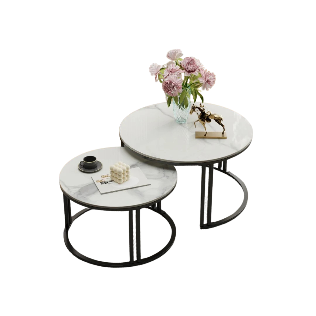 OEM Coffee Table Set 2 Piece Sintered Stone Black/White
