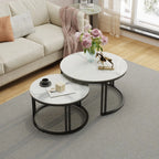 OEM Coffee Table Set 2 Piece Sintered Stone Black/White