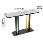 OEM Console Table Sintered Stone Metal Legs White/Black