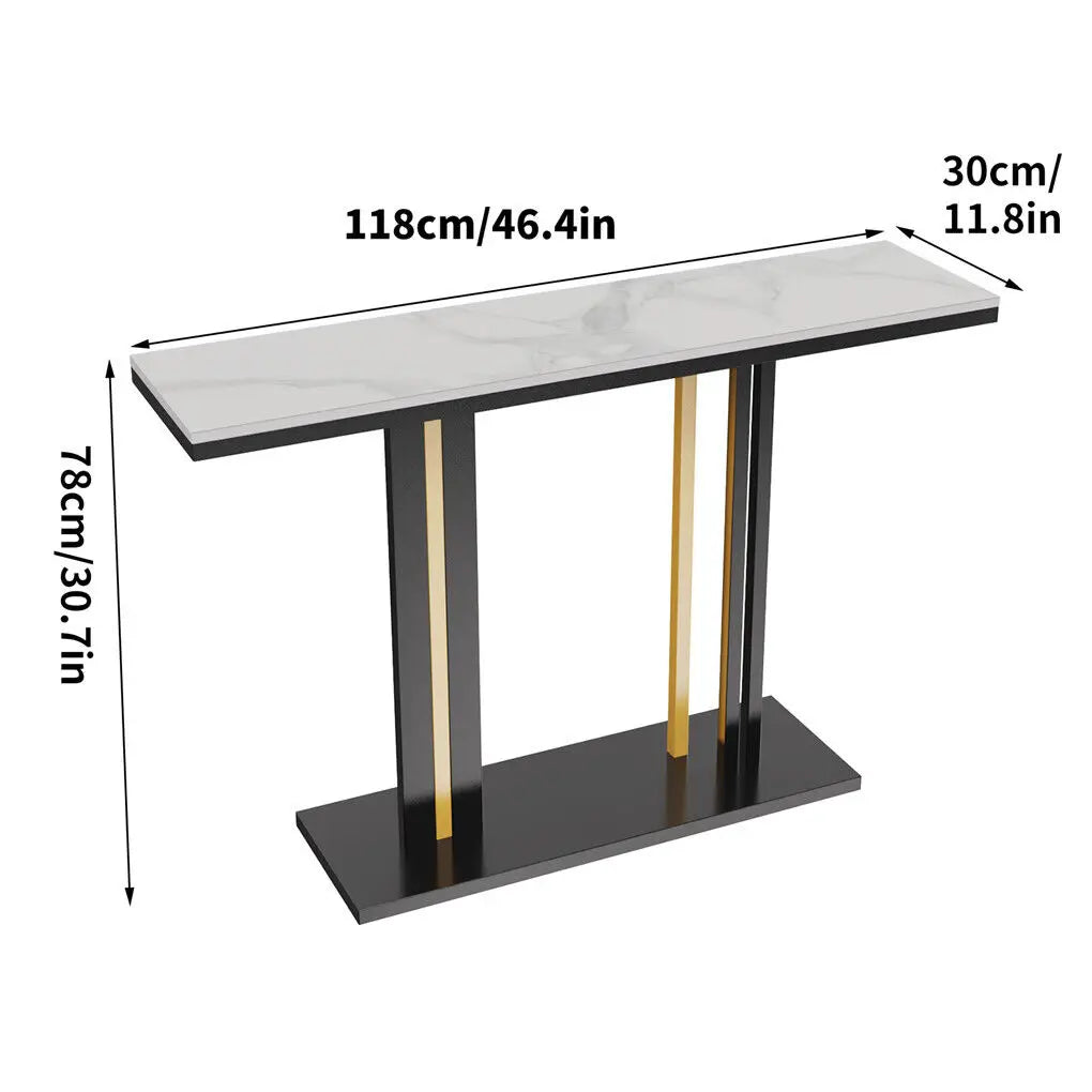 OEM Console Table Sintered Stone Metal Legs White/Black