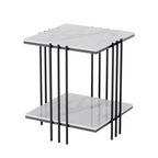 OEM Side Table Sintered Stone White Marble Look
