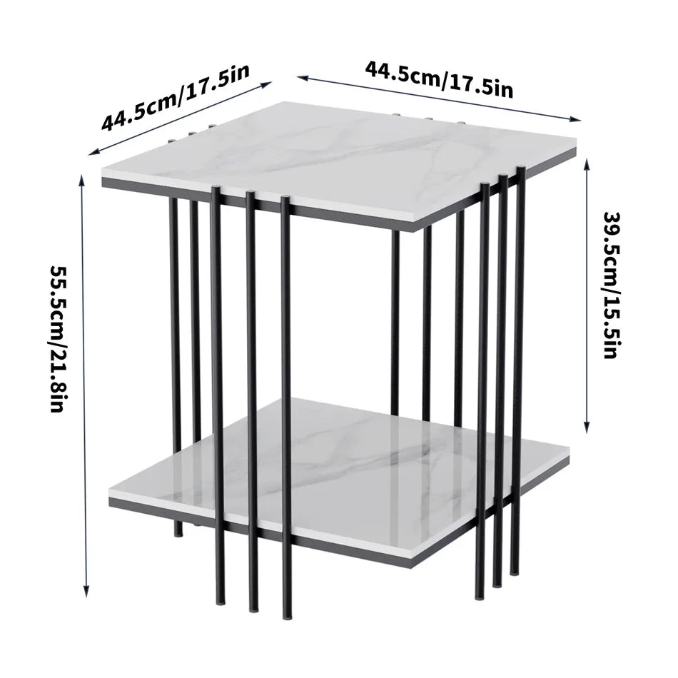 OEM Side Table Sintered Stone White Marble Look
