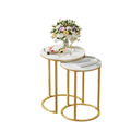 OEM Side Tables Set Of 2 Sintered Stone Top White/Gold
